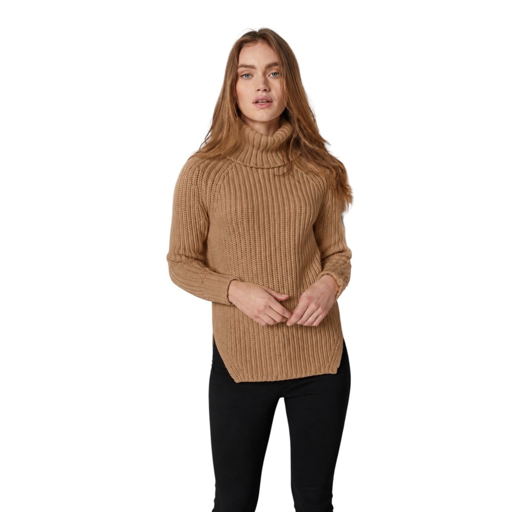 Alp‎ N Rock | Simone Sweater Small Tan Shaker Rib Knit Turtleneck Cozy Winter